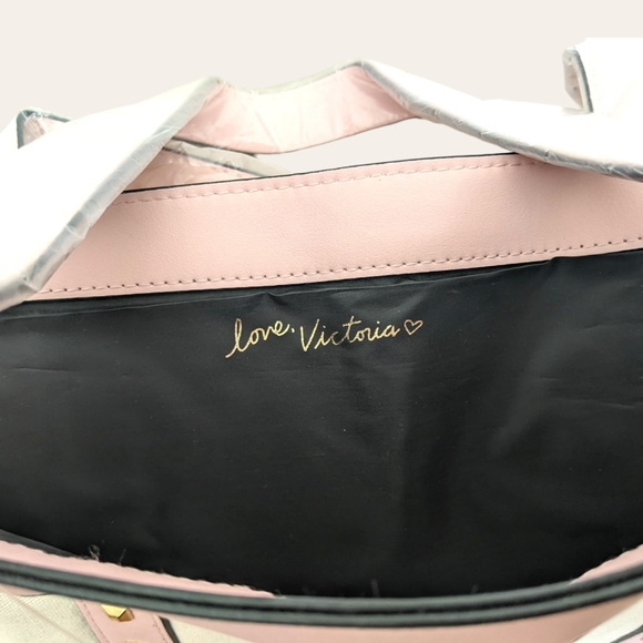NWT Victoria's Secret Large White and Pink Tote Beach Travel Bag Rhinestones - Picture 4 of 6